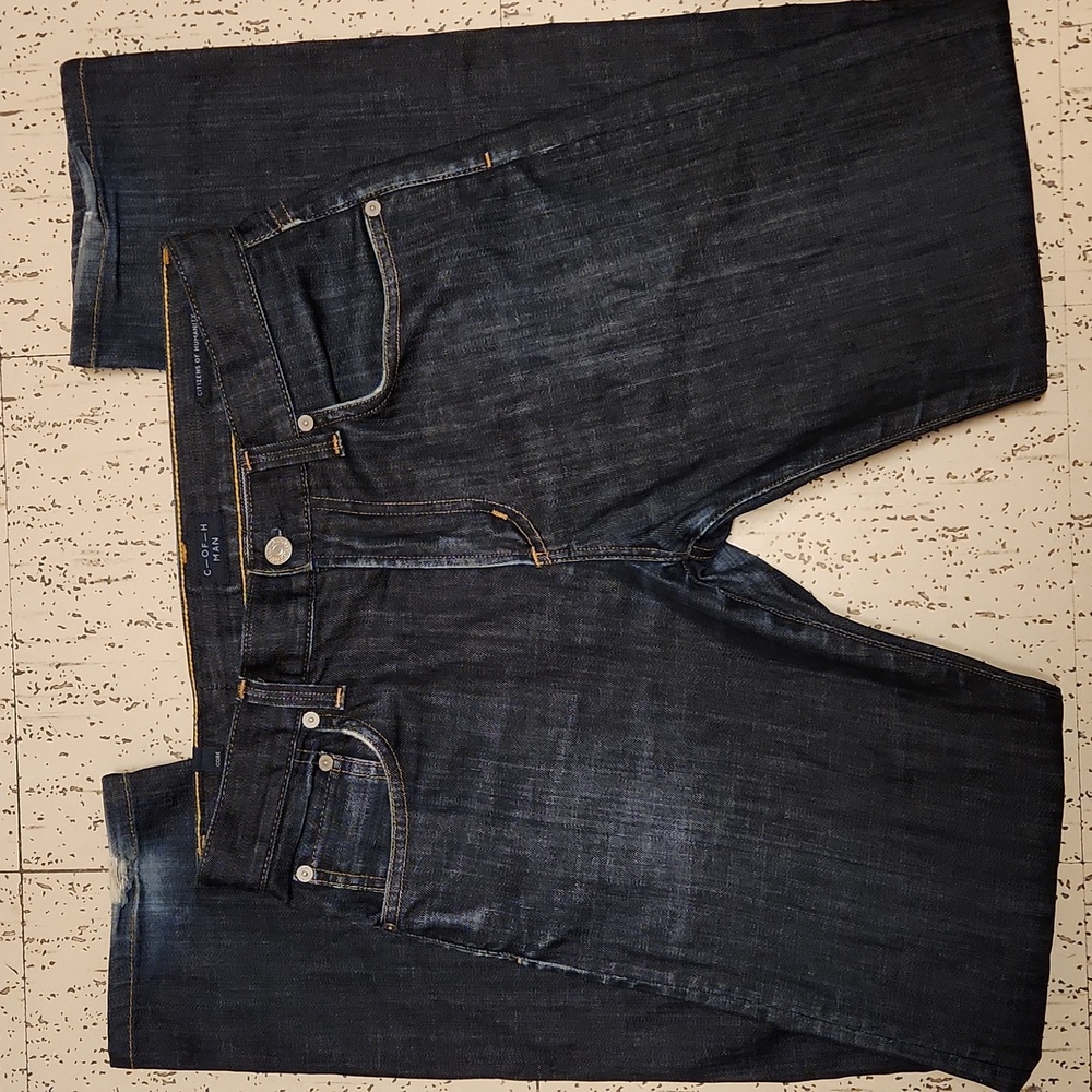 Citizens Of Humanity Dark Blue Fade Core Straight Leg Denim Jeans
